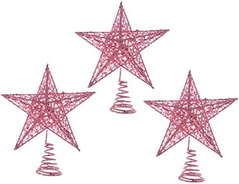 BESPORTBLE Божиќ Декор Новогодишна Елка Топери Ѕвезди Декорација Орнаменти За Дома Затворен Отворен Сјајот Врвот На Дрвото, 3 ПАРЧИЊА, Ѕвезда