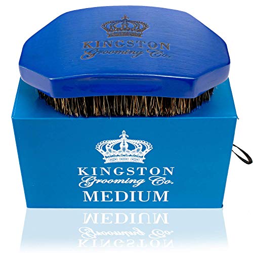 Kingston Grooming Co. Book Brush Brush Bunder- оригиналните меки и нови четки со среден бран за четка за коса од свињи за мажи,