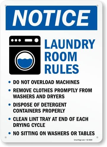Правила за алишта за перење SmartSign знак: „Забележете - нема преоптоварување, отстранете веднаш, отстранете детергент, чиста лента,
