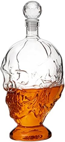 Decanter на черепот во главата на черепот со шишиња од виното Savant 750ml, черепот за череп за череп се зголемува со виски, текила,