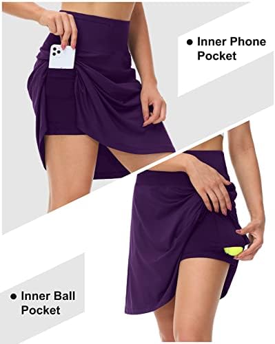 Вилиго женски 20 тениски здолништа со должина на коленото долги атлетски скејти со џебови со високи здолништа за голф со внатрешни шорцеви