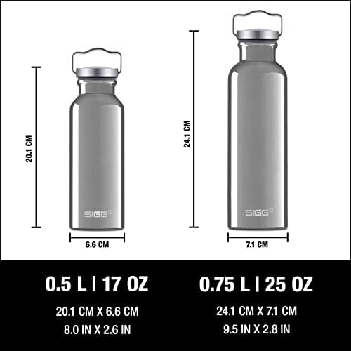 Сиг - Купер алуминиумско шише со вода - Оригинално сребро - со капаче за завртки - Истекување - Лесен - БПА бесплатно - 25 мл