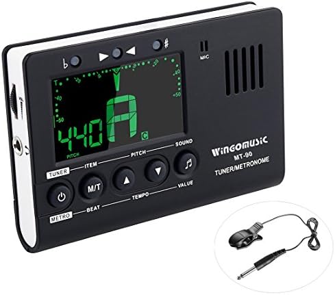 Винго дигитален метроном, генератор на приемник и тон-3 IN1 уред （црна)-за хроматска, гитара, бас, укулеле, вклучена и виолина-батерија