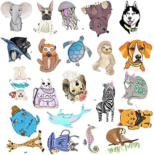 Налепници за животни 50 парчиња миленичиња декорации за деца, симпатични налепници за животни за лаптоп, водоотпорни животни декларации