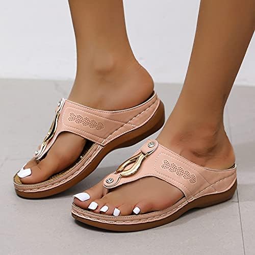 Сандали Салифун за жени облечени летни сандали жени удобни влечки со лак за поддршка на сандали римски флип -апостолки
