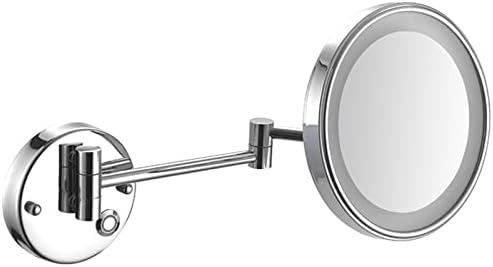 Прекинувач за затемнување на допир Огледало за шминка со светла и зголемување, суета на огледало монтиран во бања со хромирано огледало,