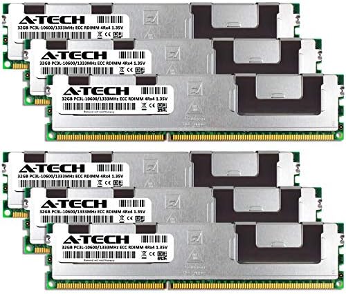 A-Tech 128 GB DDR3/DDR3L 1333 MHz PC3L-10600R ECC RDIMM 4RX4 1.35V ECC Регистриран DIMM 240-PIN сервер и комплет за надградба на меморијата