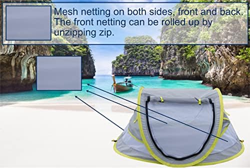 Бебе плажа шатор со УВ Заштита - Поп -постепено шатор за плажа - шатор за плажа за бебе - преносен бебе плажа UV 50+ скокачки шатор со 2 штипки