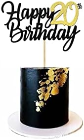 Среќен 20 -ти роденденски торта на торпите Сјајот на 20 -годишнината торта за торта 20 години сакана денешни украси 20 златни роденденски