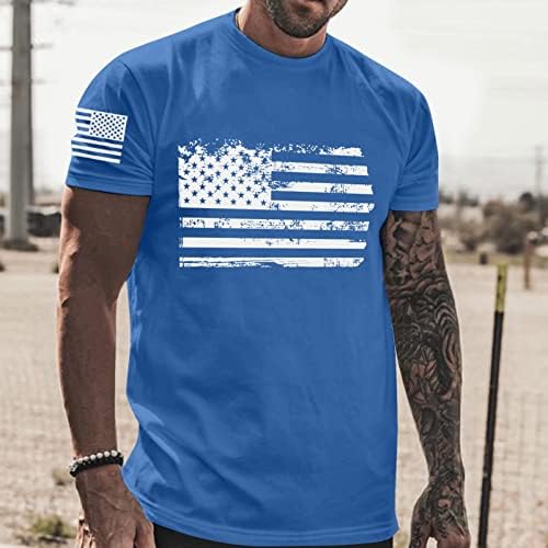 Руируилико машки патриотски маици 4 -ти јули Америка знаме 2023 летни кратки ракави удобни лабави вклопувани графички блузи