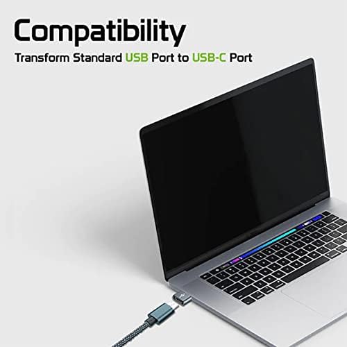 USB-C женски до USB машки брз адаптер компатибилен со вашиот Alcatel A50 за полнач, синхронизација, OTG уреди како тастатура, глушец,