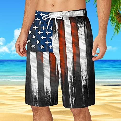 Bmisegm пот -шорцеви за мажи мажи летен ден независност, плус големина панталони џеб влечење лабава случајна машка пливање