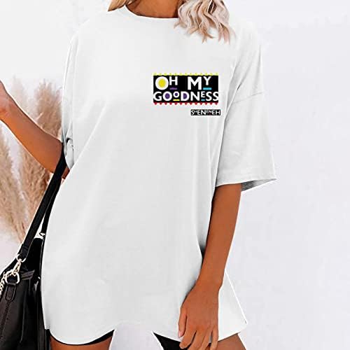 Mtsdjskf женска обична маица женска лабава кошула пред и задна шема за печатење кошула мајка преголема обична кошула технологија t