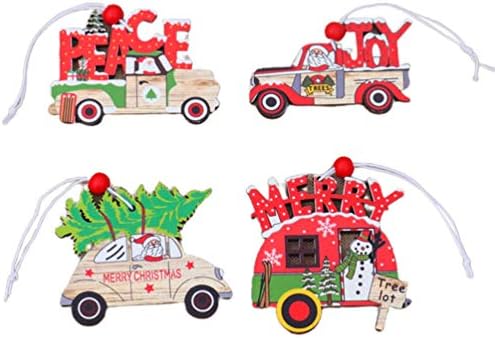 Декорации за Автомобили во БЕСТОЈАРД 4 парчиња Новогодишна Елка Висечки Орнаменти Божиќна Елка Во Облик На Автомобил Тагови За Подароци