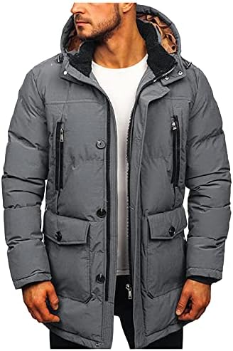 Здфер надолу јакни за мажи, патент одвоен качулка со палто на отворено на ветерно топла густа тунична облека со џебови со џебови