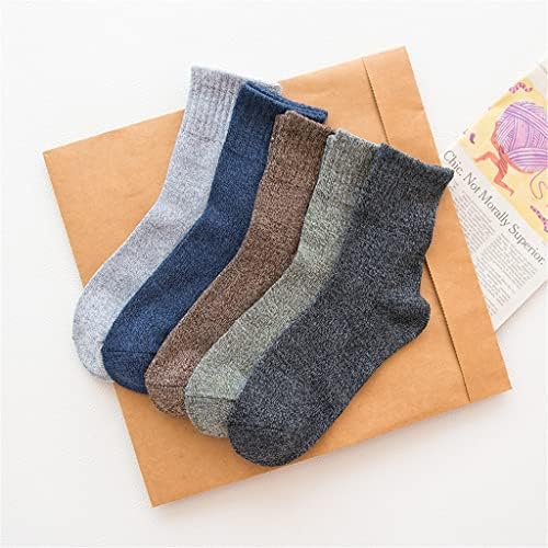 Liuzh 5 пара машки дебели памучни чорапи зимски топли чорапи волна хоме цврста боја мажи чорапи плетени чорапи)