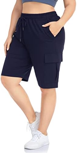 Zerdocean Womensенски плус големина карго шорцеви Активни летни тренинзи Одење атлетски шорцеви со џебови