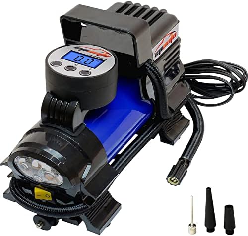 ЕПАУТО 12V DC PORTABLE AIR COMPRESS PUMP, дигитална гума за надувување + 12 'стапало за продолжување на тешката должност со приклучок