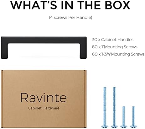 Ravinte 30 пакет цврсти 4 инчи центар до центарот на тенок квадратен бар фиоки рачки кујнски кабинети рачки црни фиоки влече кујнски