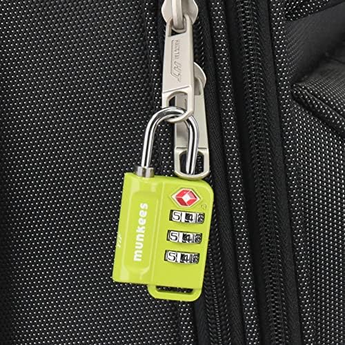 Munkees TSA одобрено заклучување на багажот, капка за комбинирање на комбинација, 3-цифрен заклучување на лозинка, метална легура, фиока, ранец,