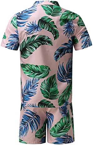 XXBR 2022 лето машко тропско дрво отпечатоци од обичен копче надолу со кратки ракави, хавајски кошула костуми од 2 парчиња сет