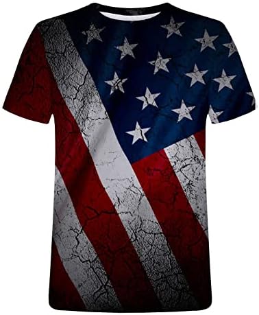 4-ти јули врвови за машко гроздобер американско знаме печатено маица САД Графички кошули на знамето Обични кратки ракави маички