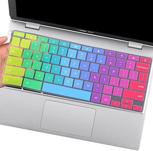 УОНДО Keyboard Cover for 11.6 14 ASUS Chromebook C203XA C425 C403 C223 C214 C213 C204 C202, ASUS Chromebook CX1 CX1100 CX1101 CX1400-Rainbow