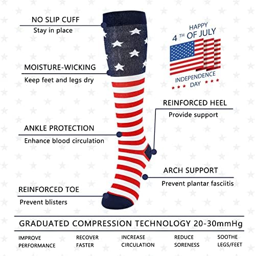 Junely 3 пара компресија чорапи за жени 20-30 mmhg колено високи чорапи за поддршка на циркулација медицинска сестра за бременост