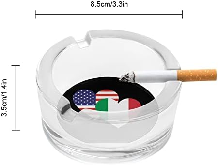 Италија Американско знаме за срцево знаме убаво во форма на дебело стакло пепелници Класично тркалезно држач за цигари канцеларија за домашна