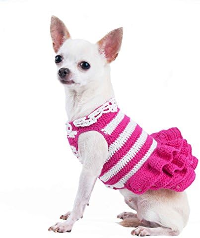 Розово бело шарено куче фустан за миленичиња облека памучна капчиња 71f