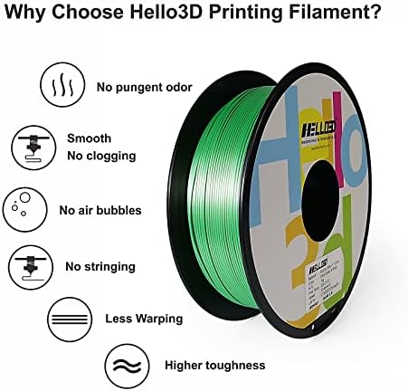 Hello3d Silk PLA 3D филамент за печатач, црвено-зелена двојна боја PLA филамент 1,75мм, димензионална точност +/- 0,05мм, одговара