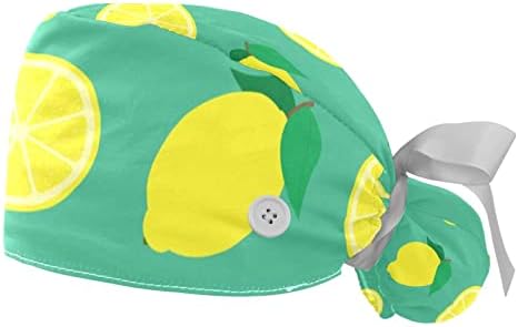 2 пакувања летни лимони медицинска сестра за чистење жени долга коса, прилагодлива вратоврска череп капа, една големина на главата