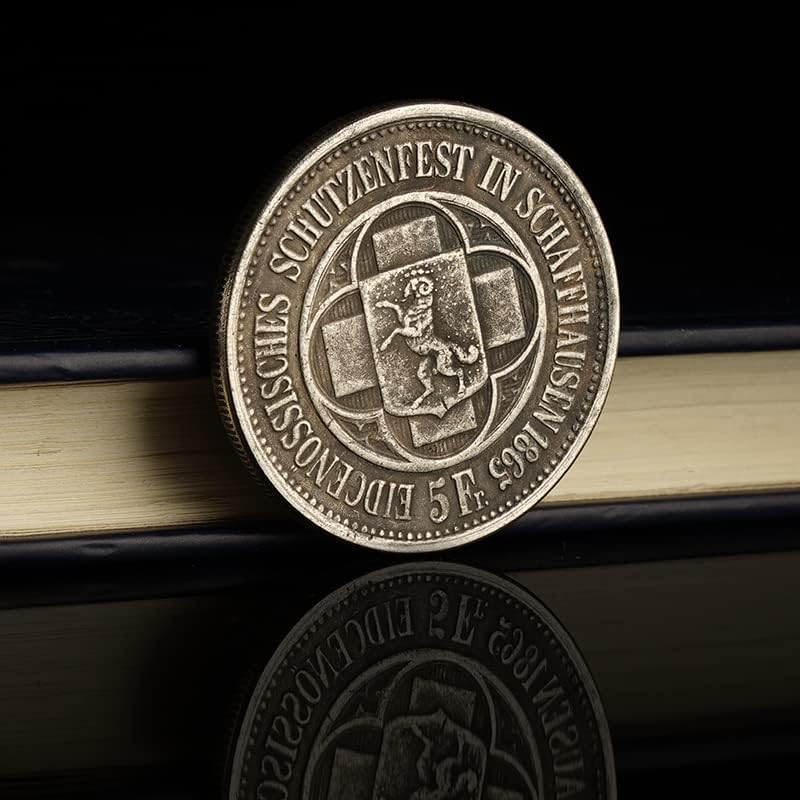 1865 Швајцарски Фестивал За Лов На Шафхаузен 5 Франк Монета Ретро Медалјон Античка Монета Сребрена Монета Занаети