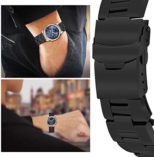 За Samsung Frontier/Класичен Galaxy Watch 46mm Бендови, 22mm Премиум Цврст Метал Нерѓосувачки Челик Бизнис Бенд, Безбедност Преклопен Брава