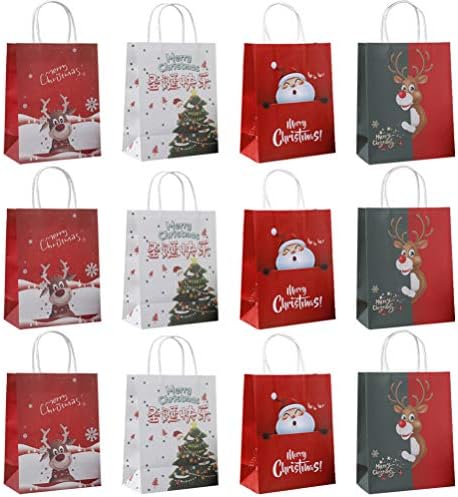 Торби за подароци од бонбони од кабилок 12 парчиња торби Елк Дедо Мраз образец хартија