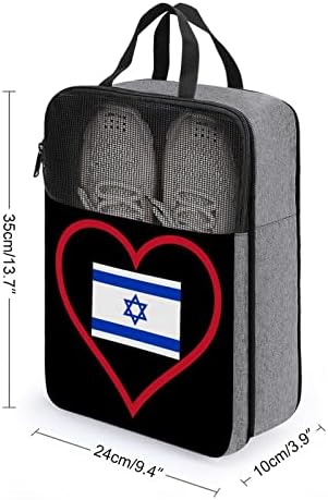 Го Сакам Израел Црвено Срце Торба За Чевли Водоотпорна Патна Торба Со Проѕирни Прозорци Пренослив Организатор За Складирање Чевли