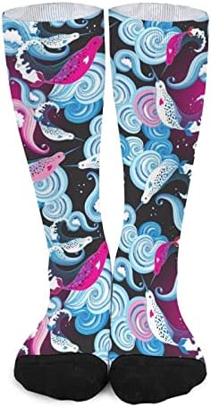 Прекрасна морска шема печатена боја чорапи што одговараат на атлетски колени високи чорапи за жени мажи