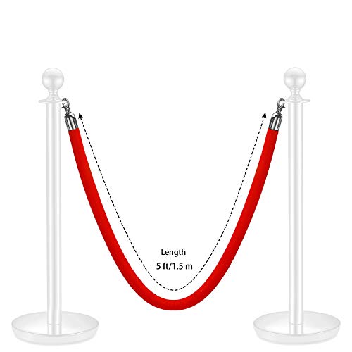 Flexzion Velvet Stanchion Rope 1,5 дебел црвен кабел за топка круна на врвни стилови на бариери, безбедна контрола на линијата