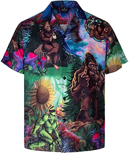 Микенко смешна хавајска кошула тропски краток ракав летен плажа копче надолу пиво bigfoot Хавајски кошули за мажи 3xl 4xl