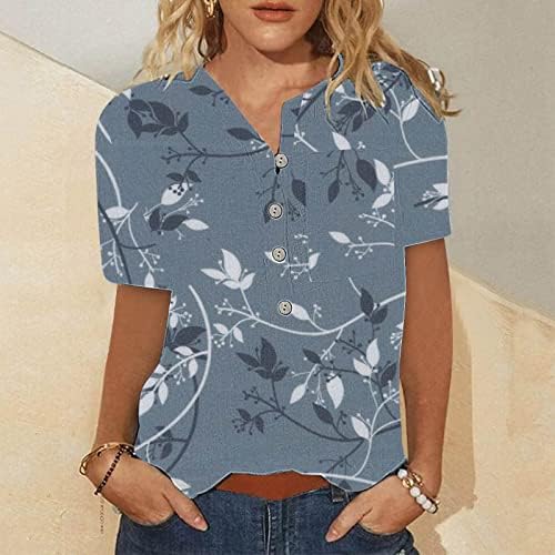 Врвови за жени со кратки ракави маички кратки ракави врвови облечени удобни летни графички цветни печатени