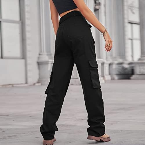 Камуфлажани панталони за жени со права нозе панталони со џебови Обични копчиња на отворено гроздобер воени панталони