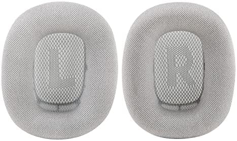 Замена на ушите на ушите за слушалки на Apple AirPods Max on-уво со мемориска пена, плетена ткаенина, силикон и магнет светло сива сребрена