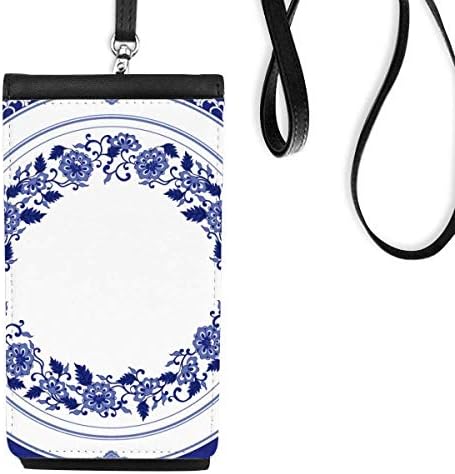 Кинеска култура сина цветна телефонска чанта што виси мобилна торбичка црн џеб