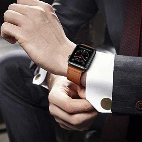 Kyisgos компатибилен со Apple Watch Guinine Leather Band 49mm 45mm 44mm 42mm кафеава и лубеница црвена