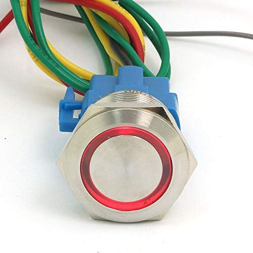 ВИНГОНЕР 22мм Моментен прекинувач на копчето за притискање на копчето 12V DC Angel Eye Eye LED водоотпорен не'рѓосувачки челик тркалезен прекинувач