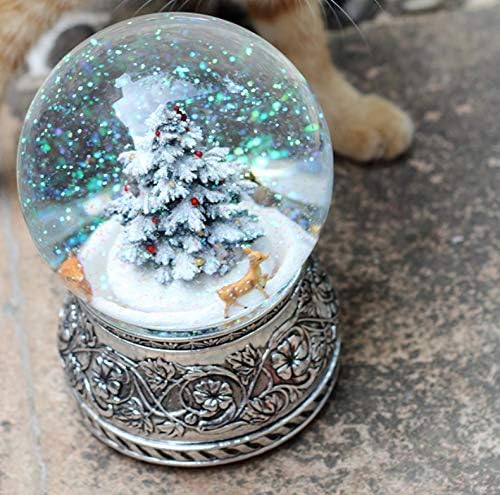 DBLQ божиќна кристална топка се врти блескаво дрво од снегулка поставено парче музичка кутија девојка роденденска подарок
