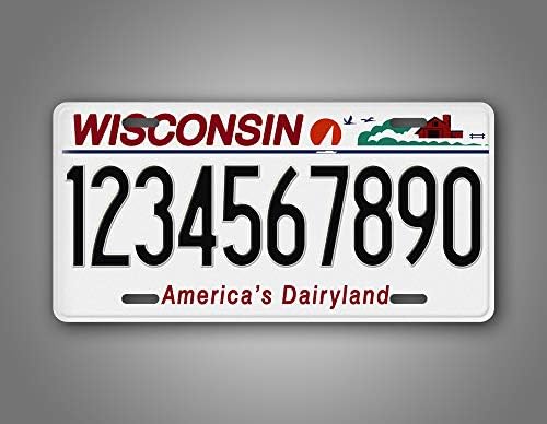 SignsandTagsonline персонализирана табличка со регистарска табличка во Висконсин, кој било текст обичај WI America Metaleland Metal Auto