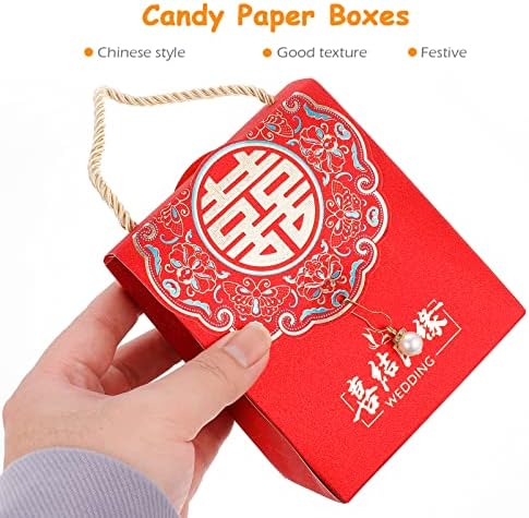 Кутија За Подароци За Бонбони БЕСТОЈАРД 8 парчиња Кинески Кутии За Свадбени Бонбони Торби За Завиткување Свадбени Подароци Преносни Кутии