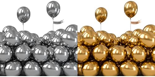 Пакет-Метални Сребрени Балони и Метални Златни Балони 50 парчиња 5 инчи