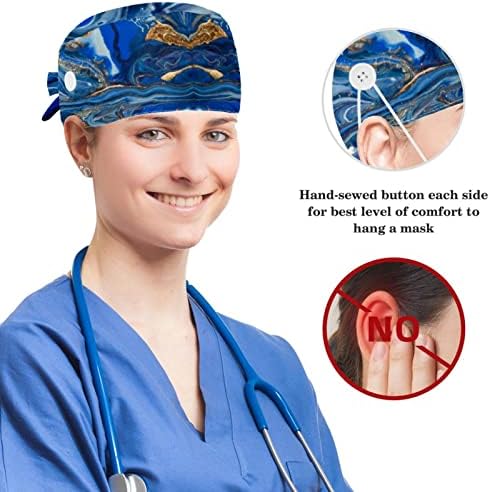 Медицински капачиња прилагодливо работно капаче со копчиња и лакови за ласкави за коса, шема на парчиња авокадо
